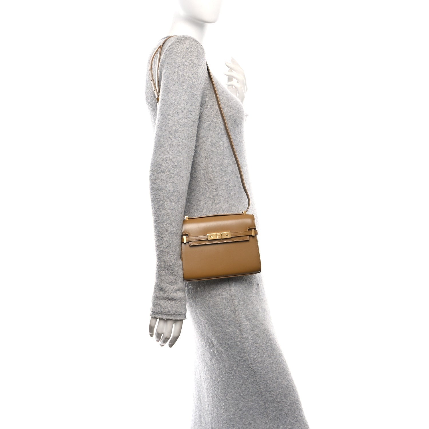 Saint Laurent Smooth Calfskin Mini Manhattan Shoulder Bag Tabac Brown 2 of 11