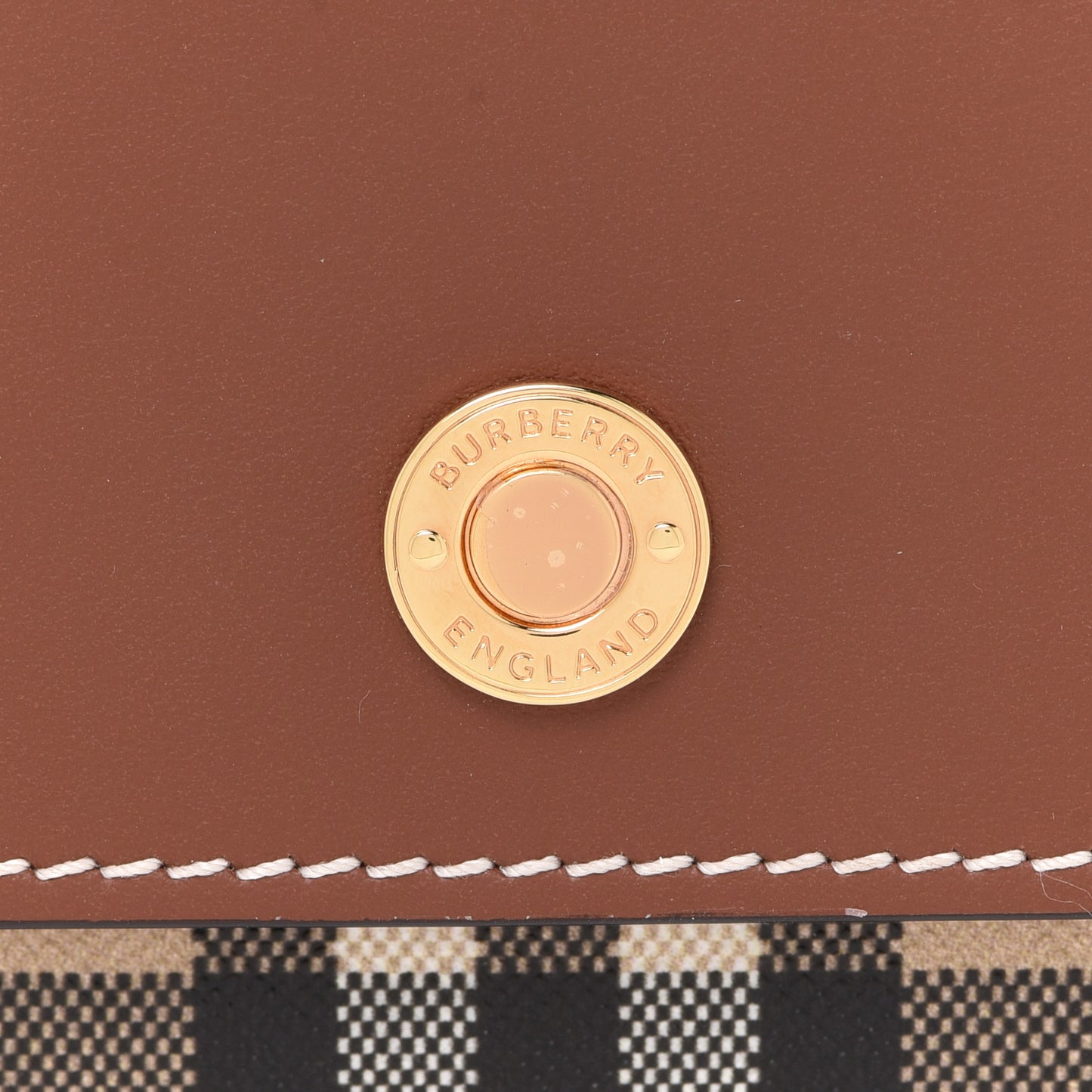 Vintage Check Grain Calfskin Halton Wallet Tan