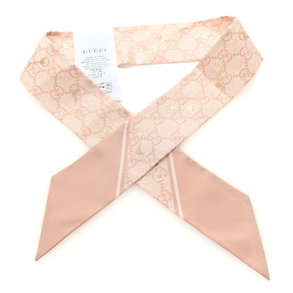 Gucci Beige & Pink Monogram Silk Twilly luxury-women-gucci-used-  main image 2