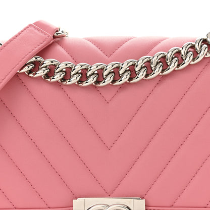 Chanel Calfskin Chevron Quilted Medium Boy Flap Pink 8 of 12