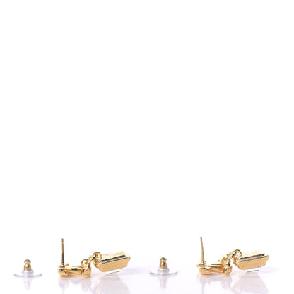 Chanel Crystal CC Square Earrings Gold 3 of 5