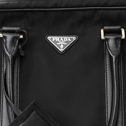 Prada Tessuto Nylon Saffiano Metal Triangle Logo Work Bag Black 8 of 13