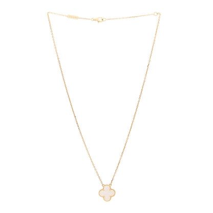 Van Cleef & Arpels 18K Yellow Gold Mother of Pearl Vintage Alhambra Pendant Necklace 3 of 5