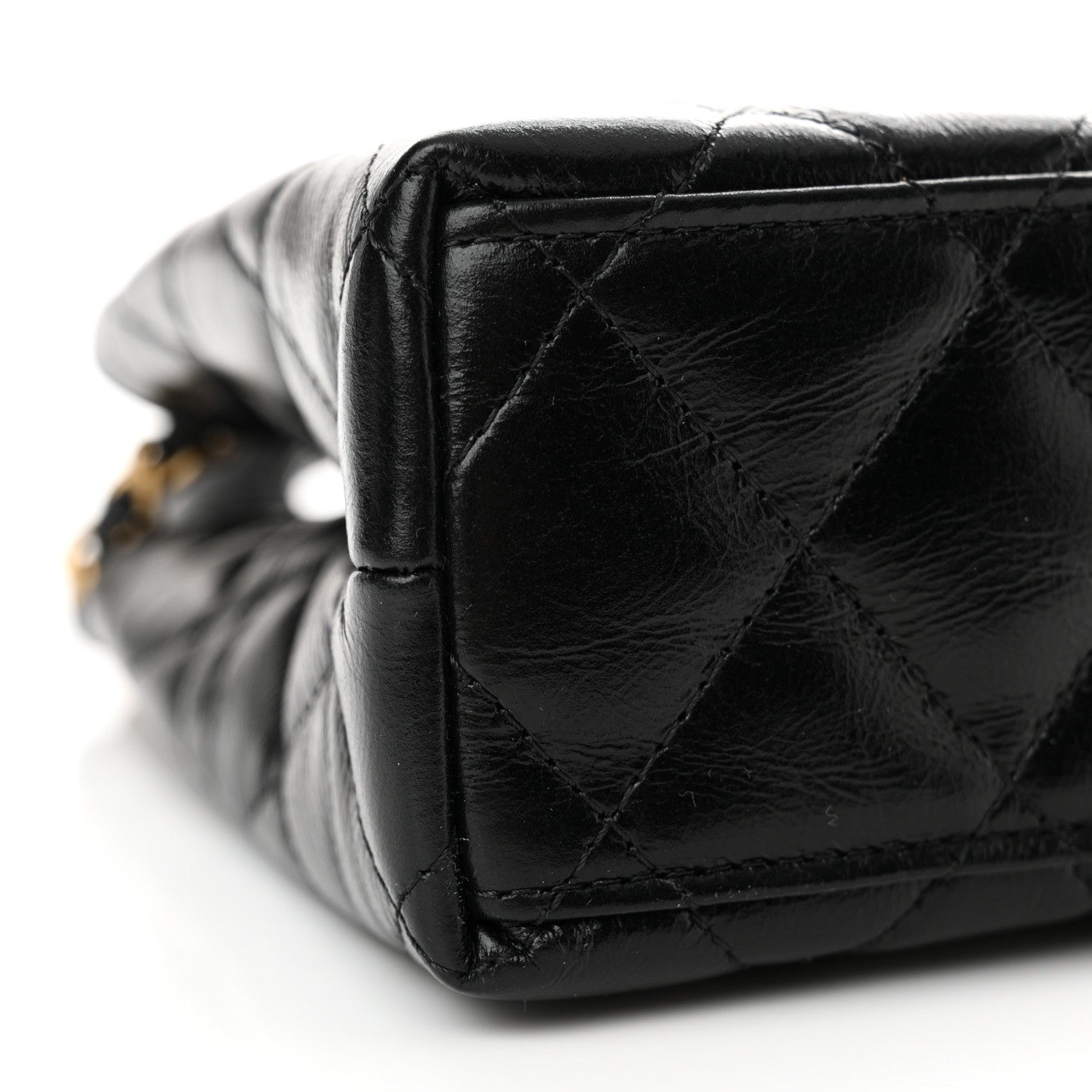 Chanel Shiny Aged Calfskin Quilted Nano Kelly Shopper Black 9 of 11