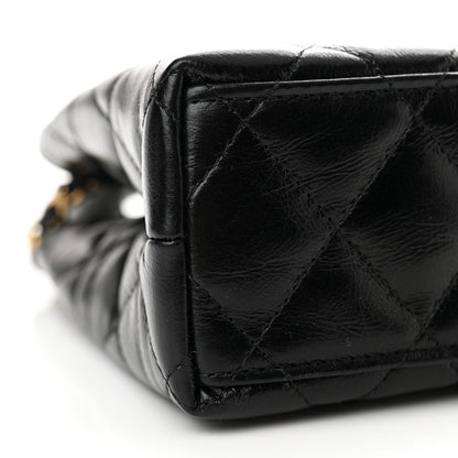 Chanel Shiny Aged Calfskin Quilted Nano Kelly Shopper Black 9 of 11