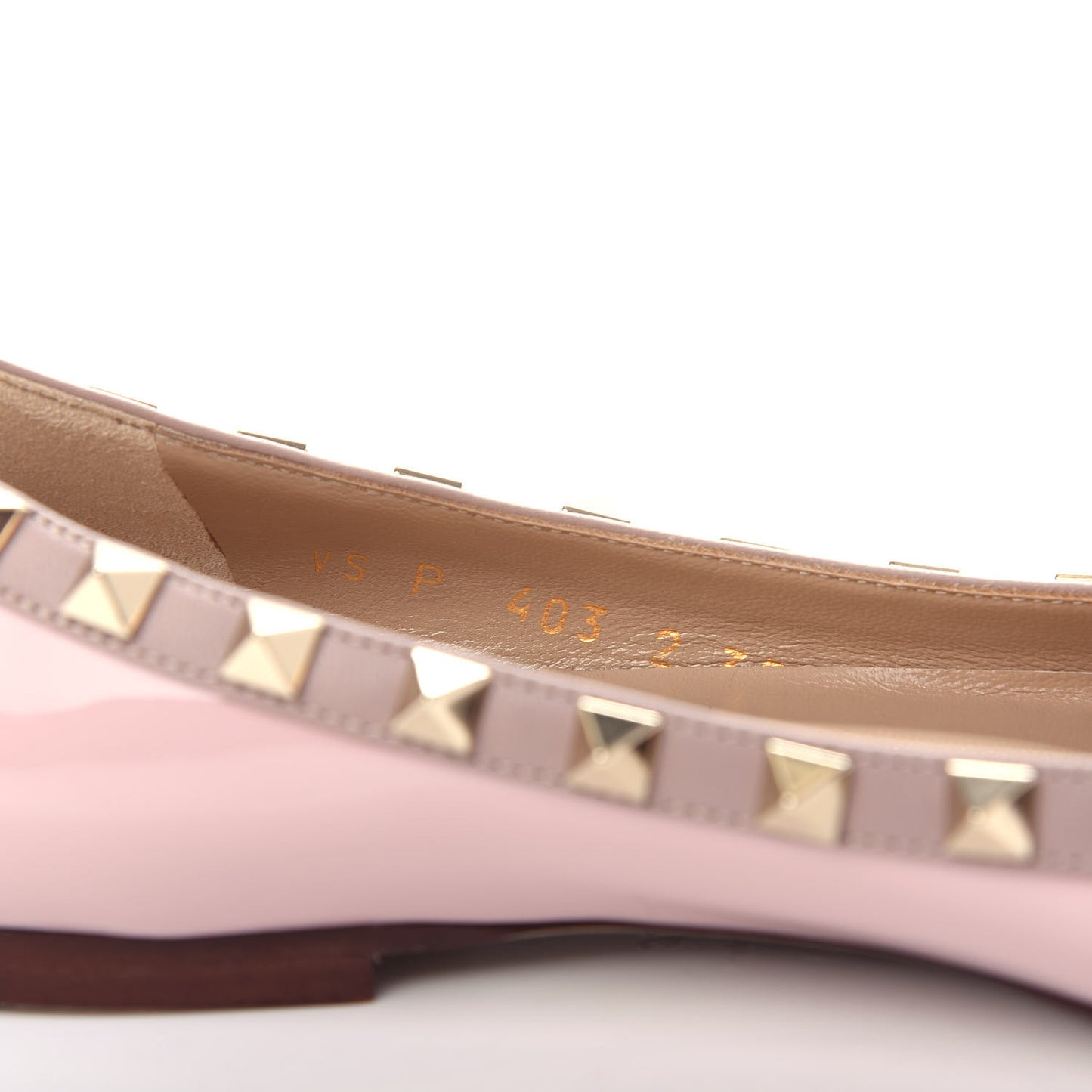 Patent Rockstud Ballerina Flats 35.5 Water Rose Poudre