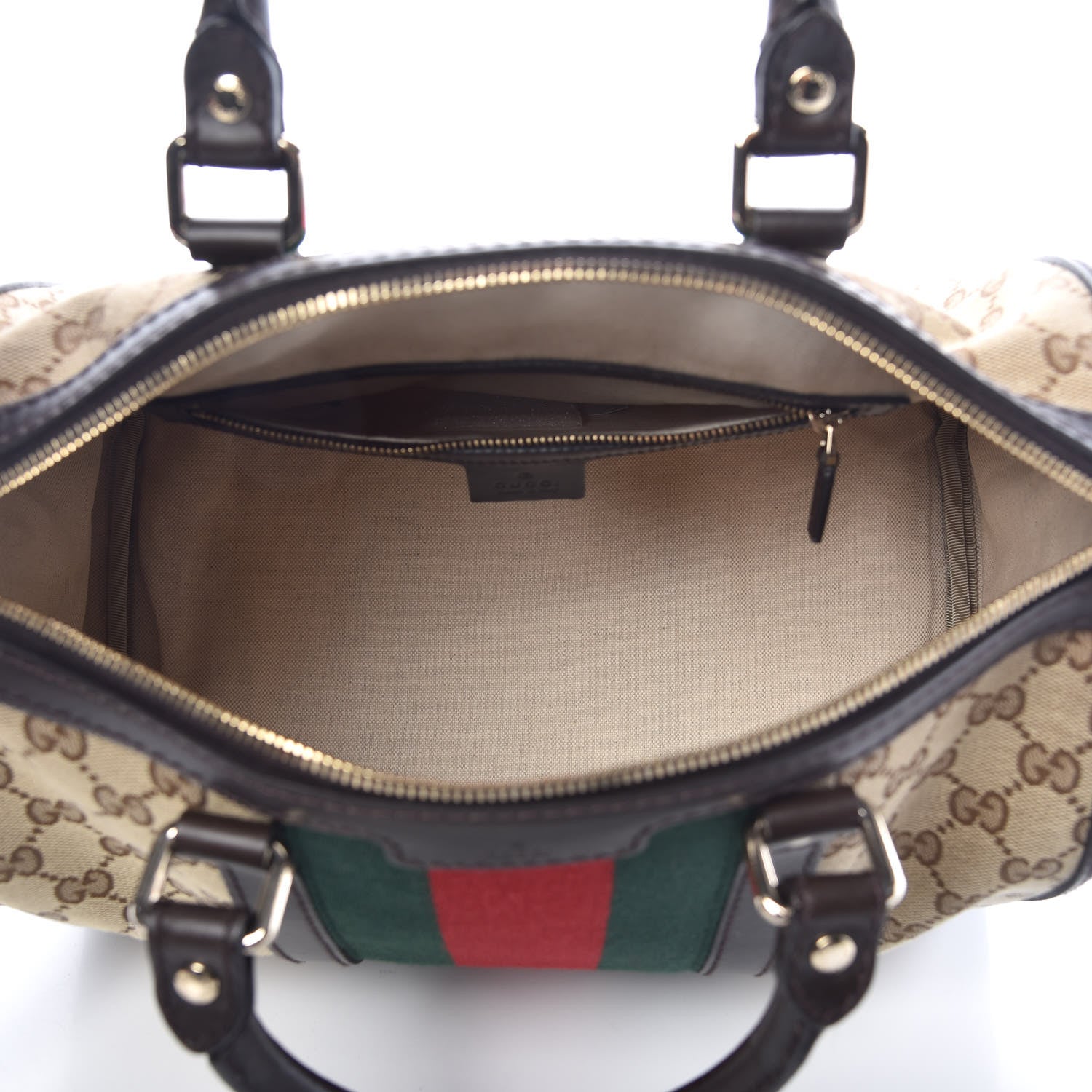 Gucci Monogram Vintage Web Medium Boston Dark Brown 5 of 10