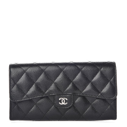 Chanel Caviar Quilted Large Gusset Flap Wallet Black 1 of 11