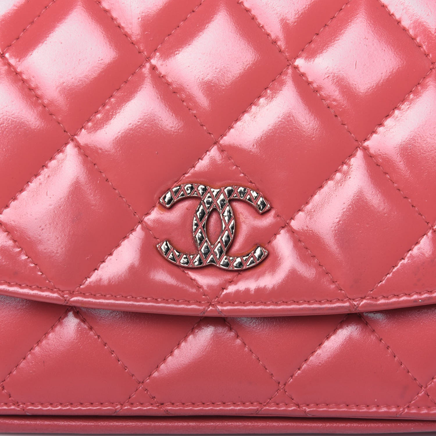 Chanel Patent Quilted Brilliant Wallet On Chain WOC Pink 22 of 25
