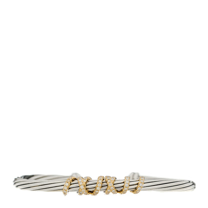 David Yurman Sterling Silver 18K Yellow Gold Diamond 4mm Helena Station Bracelet 1 of 3