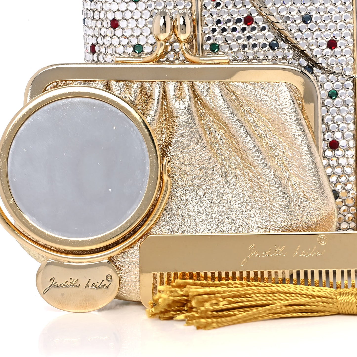 Swarovski Crystal Minaudiere Clutch Silver Multicolor