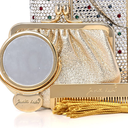 Judith Leiber Swarovski Crystal Minaudiere Clutch Silver Multicolor 10 of 16