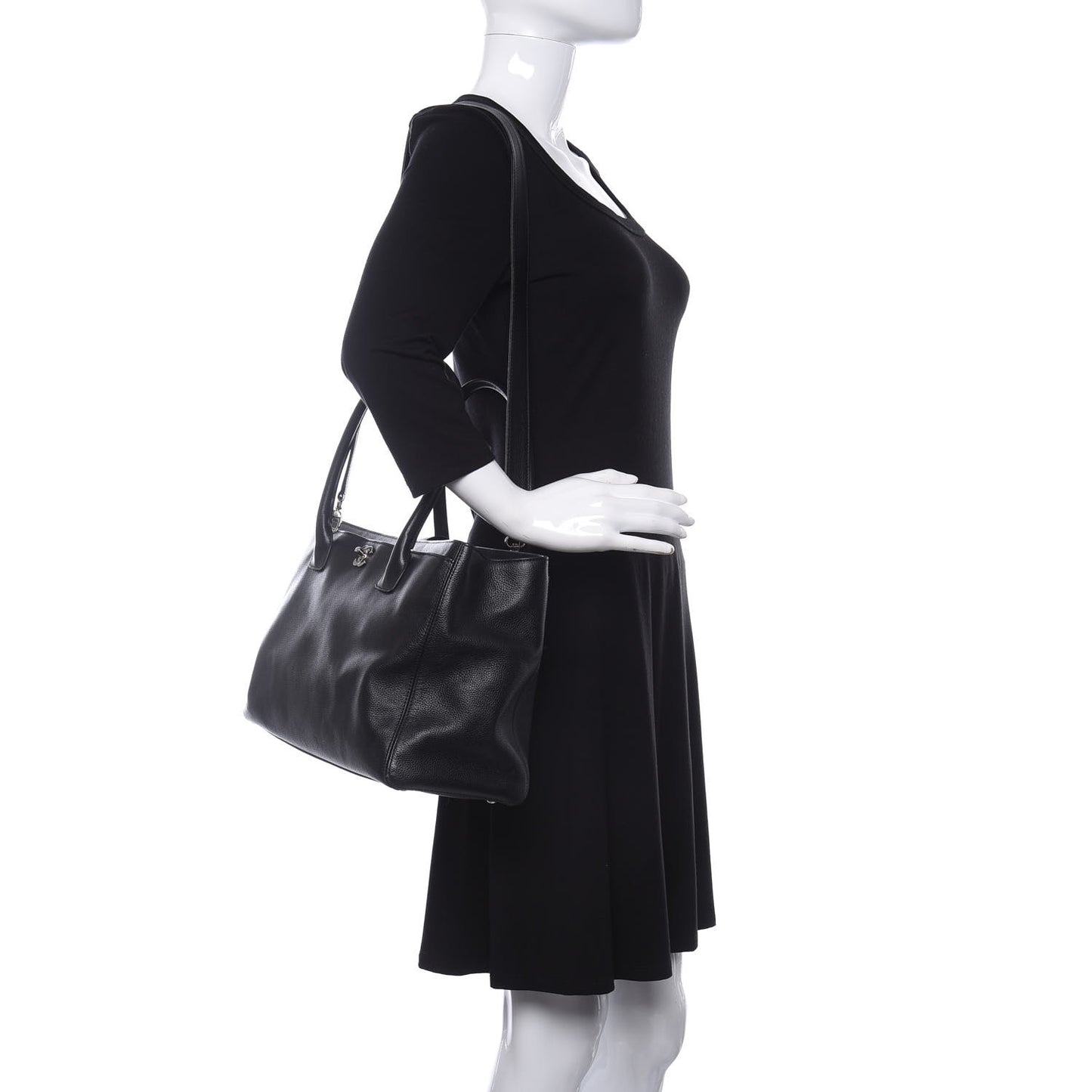 Calfskin Cerf Executive Shopper Tote Black