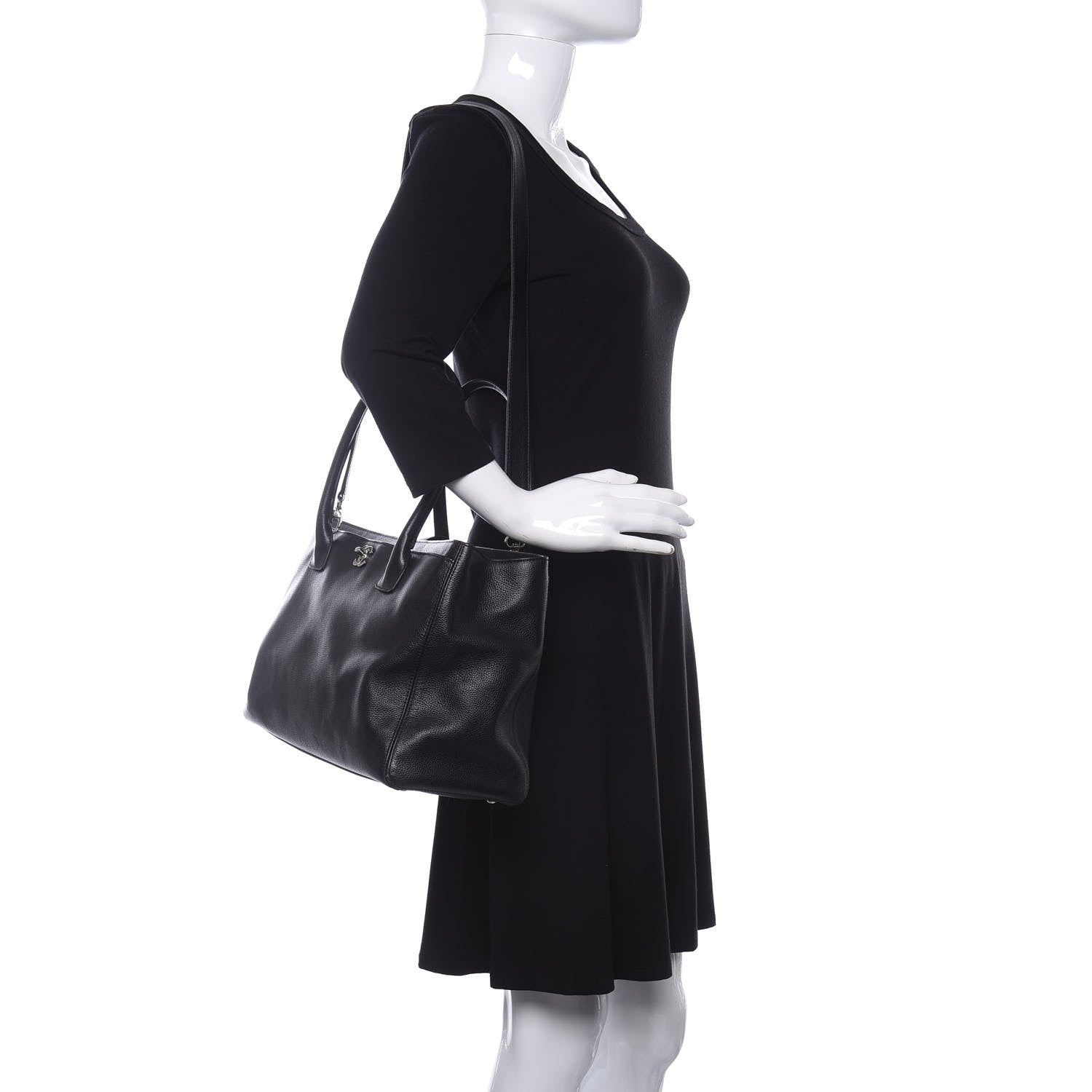 Chanel Calfskin Cerf Executive Shopper Tote Black 2 of 9