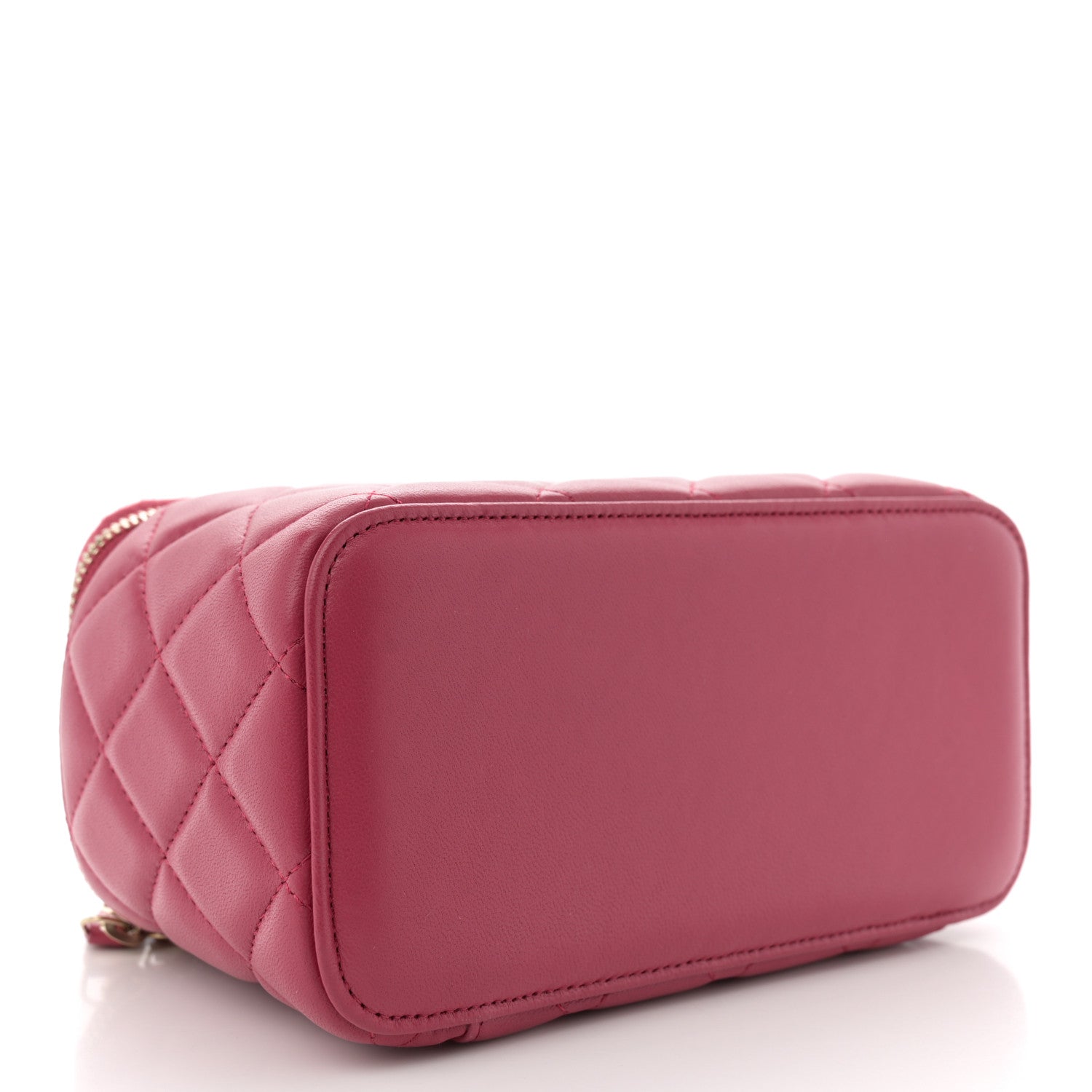 Chanel Lambskin Quilted Small Top Handle Vanity Case With Chain Dark Pink 4 of 12