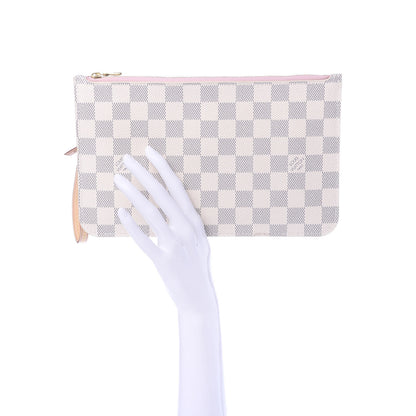 Louis Vuitton Damier Azur Neverfull MM GM Pochette Rose Ballerine 2 of 7