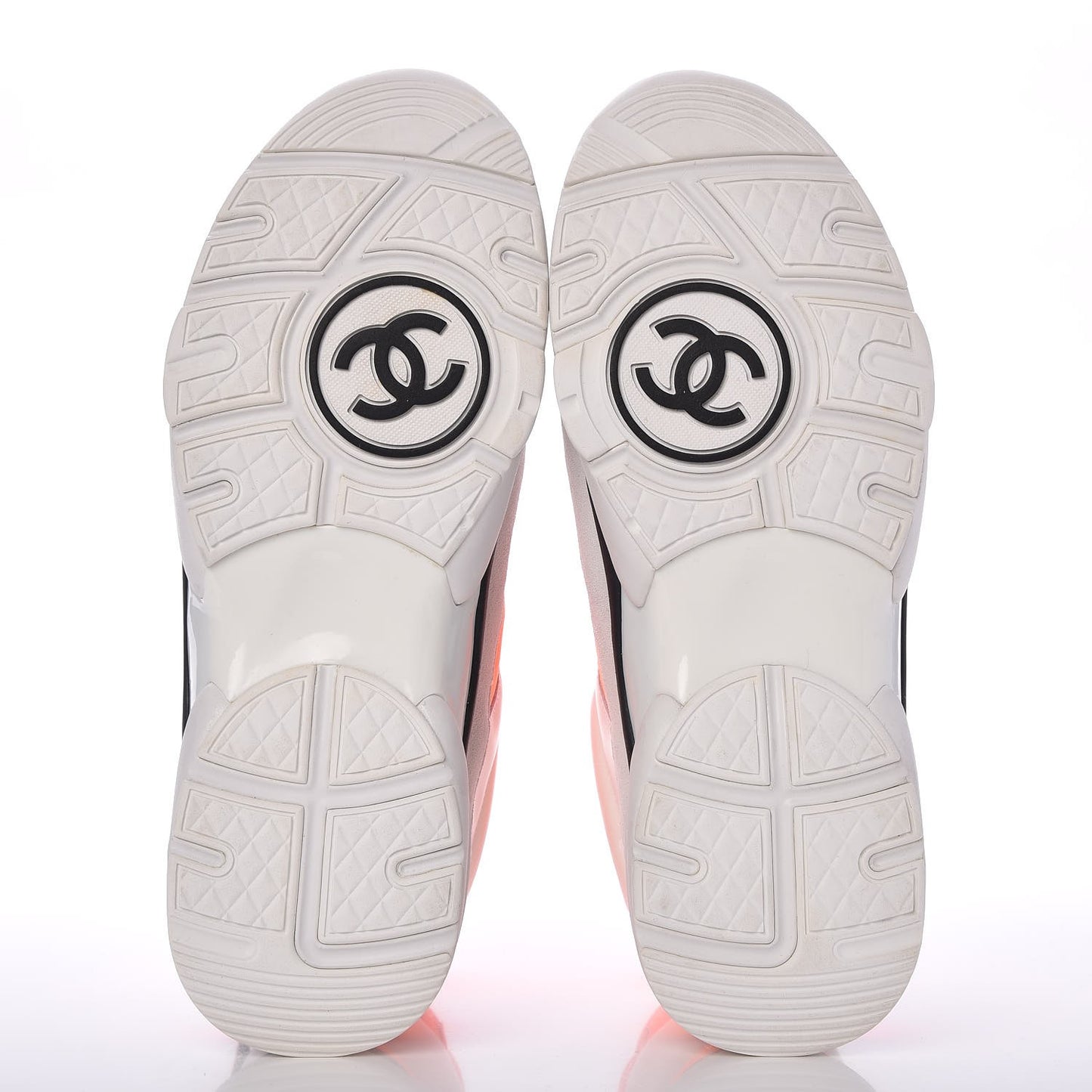Suede Calfskin Lambskin Neoprene High Top CC Sneakers 39 White Fluo Orange