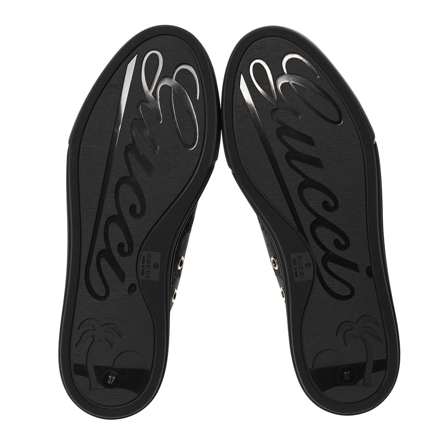 GG Monogram Calfskin Womens Low Top Sneakers 37 Piombo Black