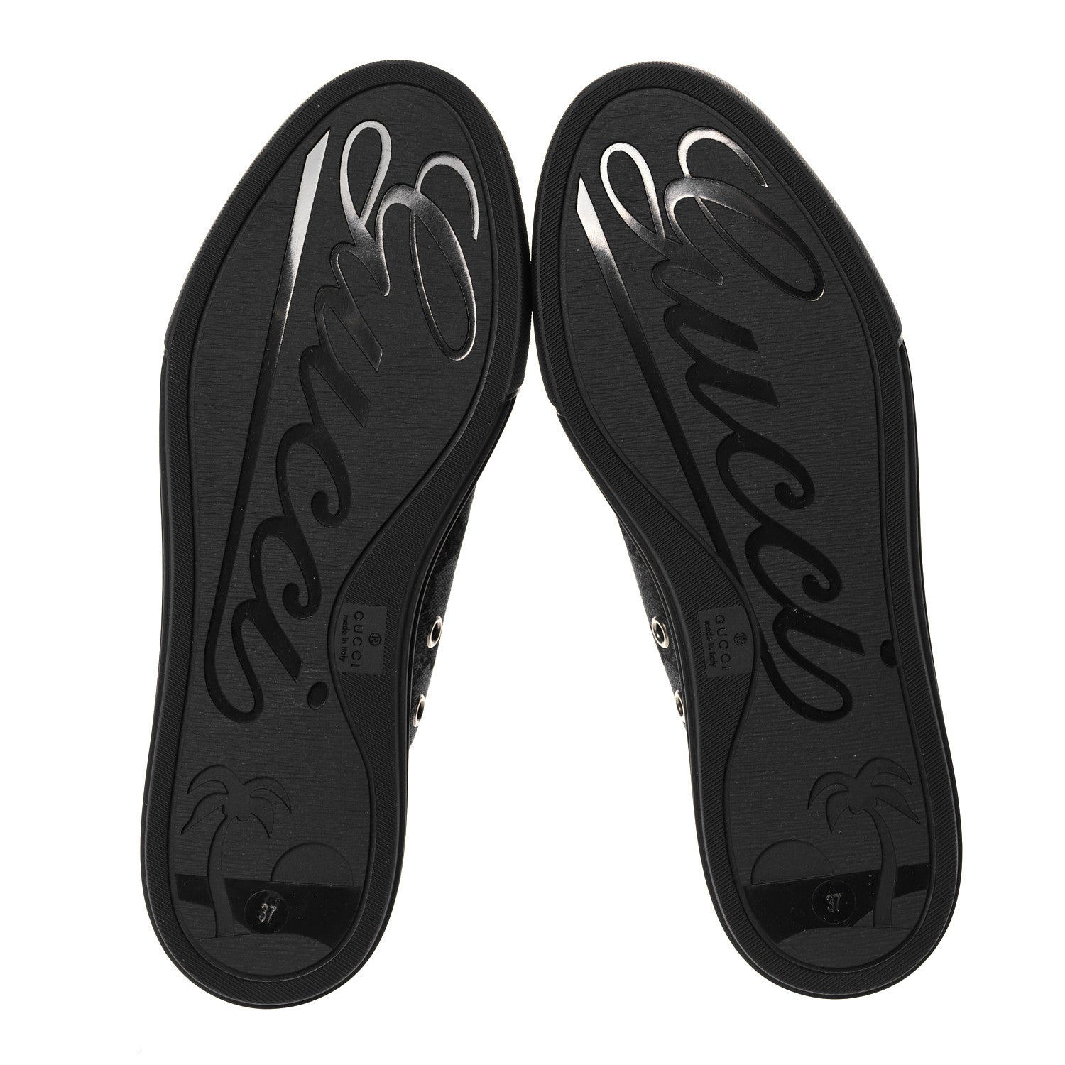 Gucci GG Monogram Calfskin Womens Low Top Sneakers 37 Piombo Black 5 of 7