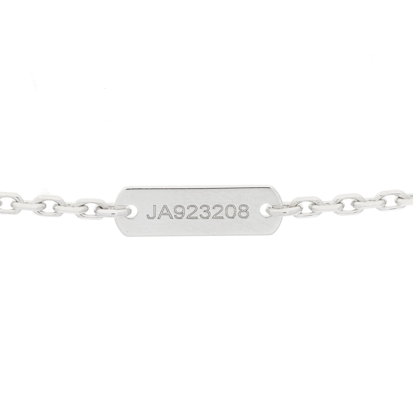 18K White Gold Diamond Guilloche Vintage Alhambra Pendant Necklace