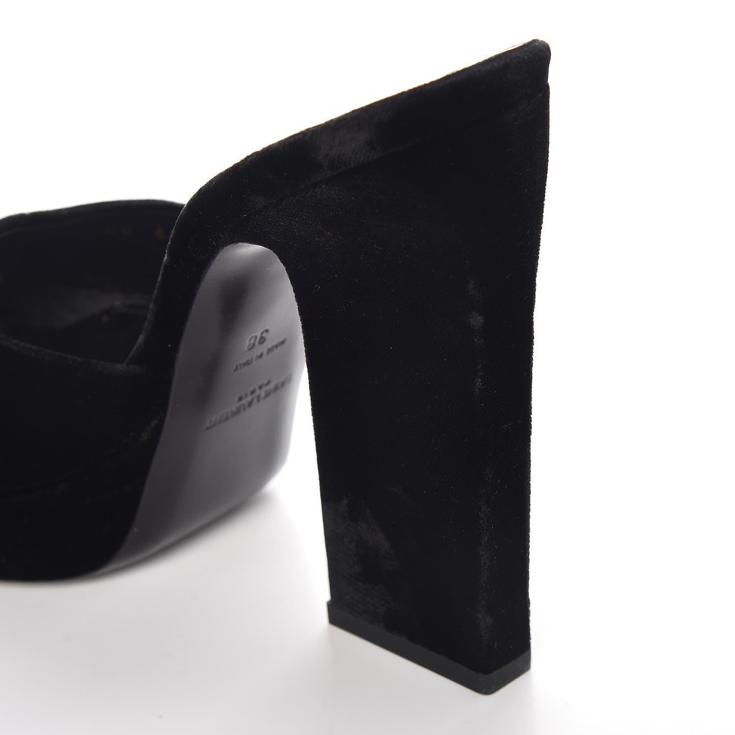 Saint Laurent Velvet Debbie Platform Slide Sandals 38 Black 12 of 13
