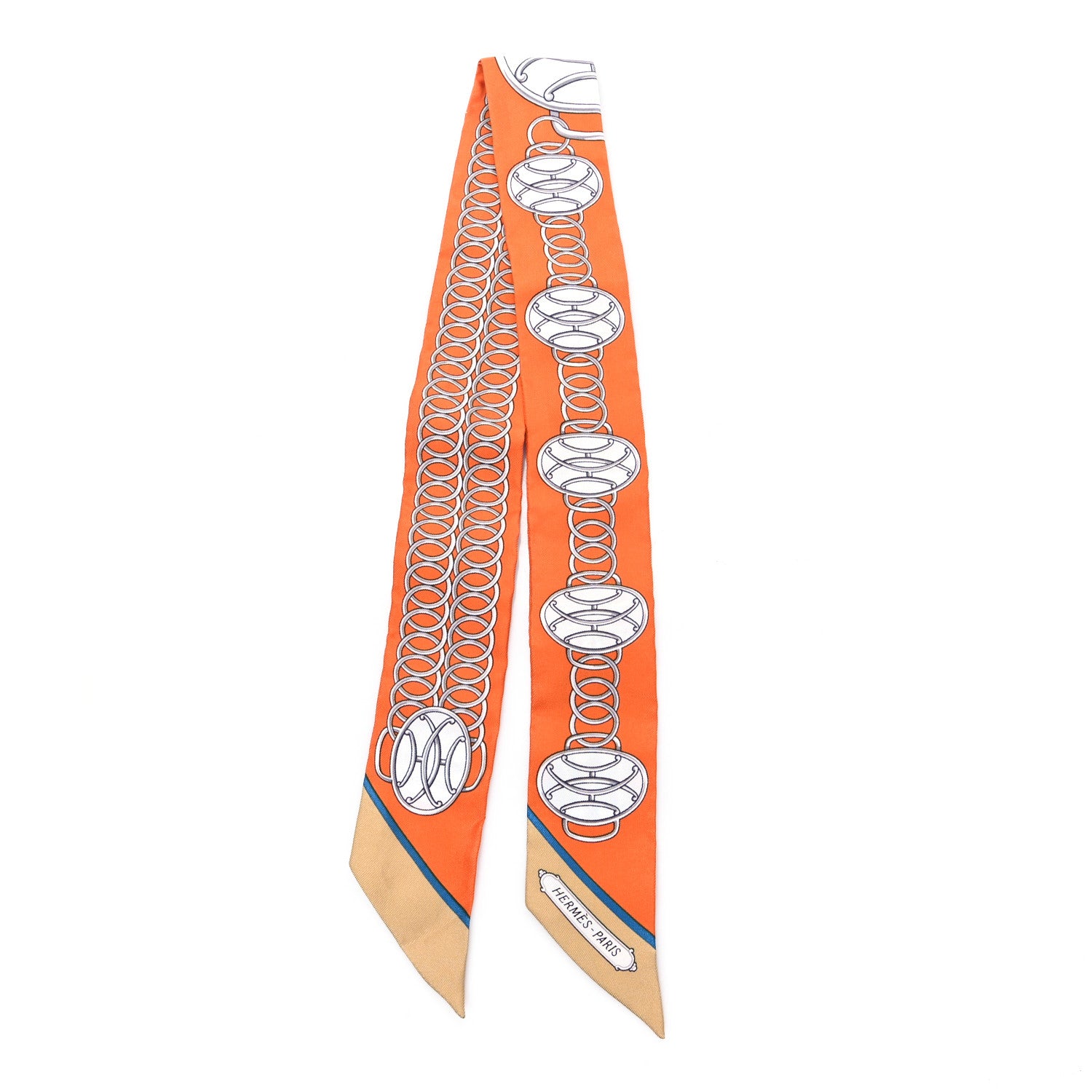 Hermes Silk Lift Profile Twilly Potiron Beige Gris 2 of 4