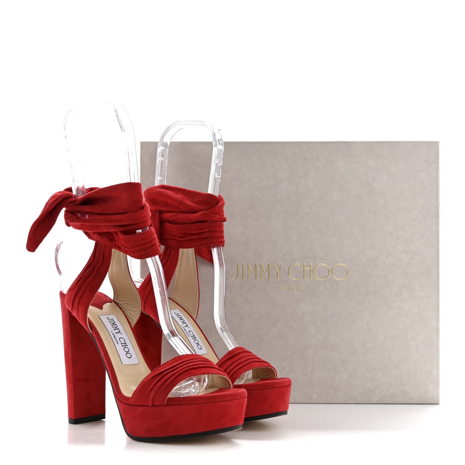 Jimmy Choo Soft Suede Kaytrin 120 Platform Sandals 36.5 Red 9 of 9