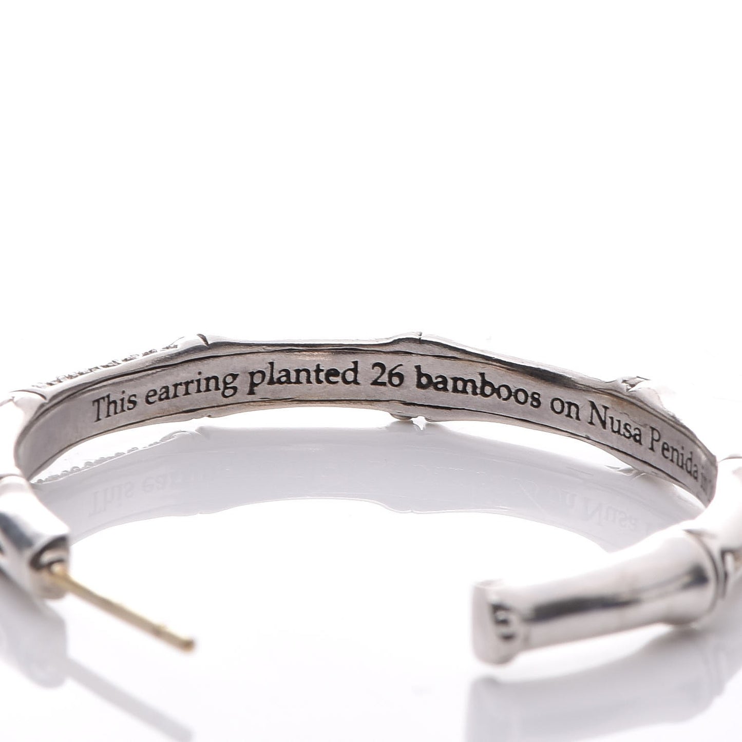 Sterling Silver Diamond 39mm Bamboo Hoop Earrings