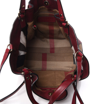 Burberry Grainy Calfskin House Check Small Maidstone Burgundy Red 6 of 11