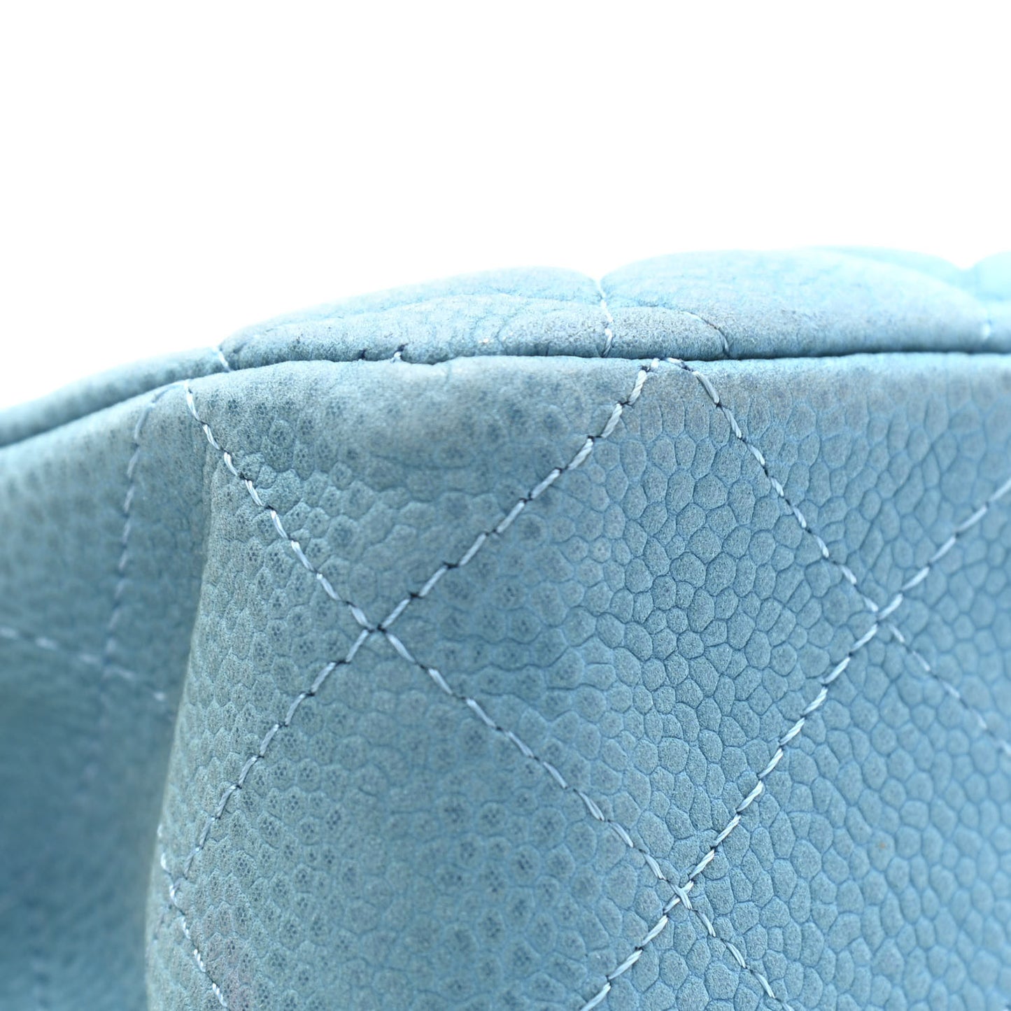 Iridescent Caviar Quilted Medium Double Flap Blue