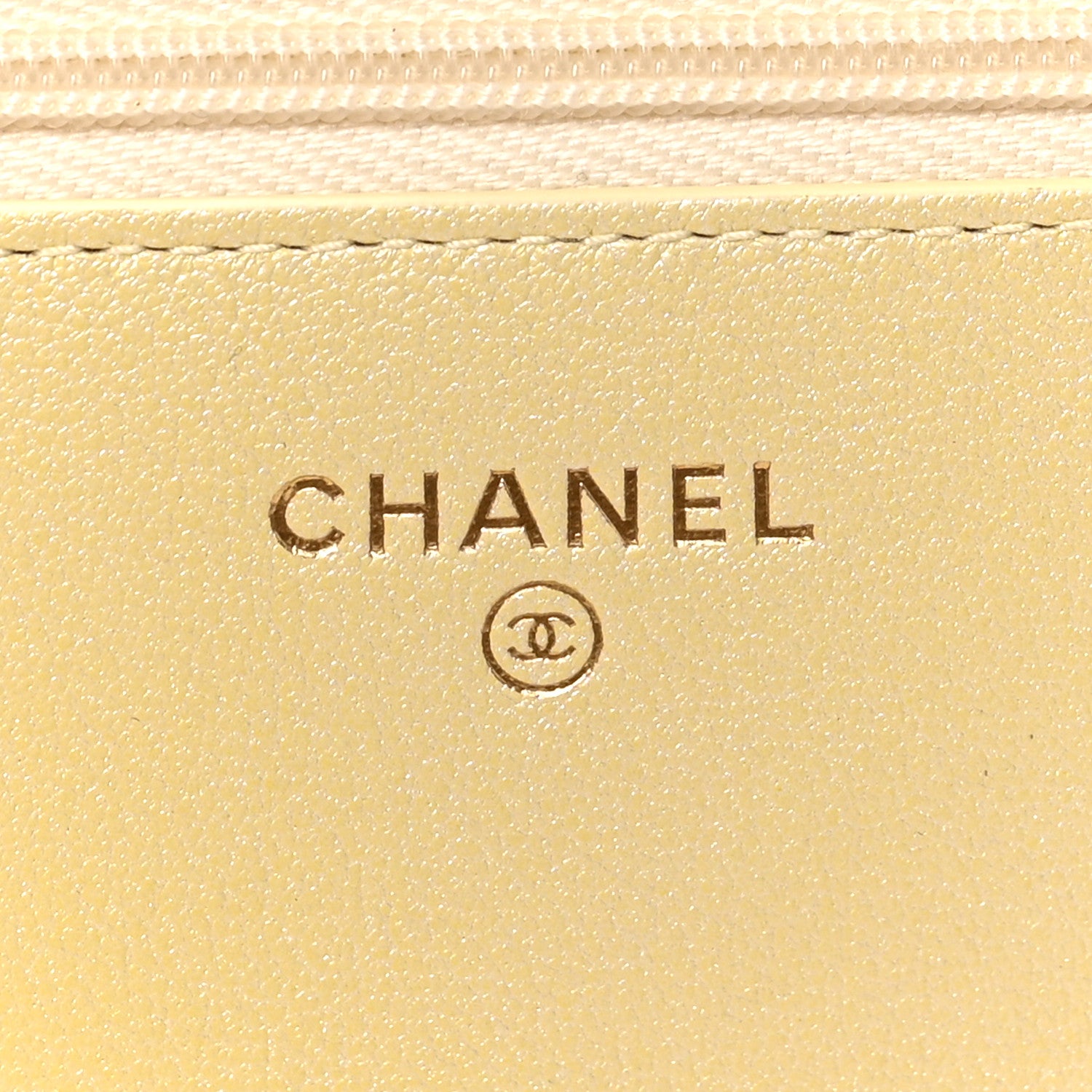 Chanel Cloudy Pearly Goatskin Quilted Wallet on Chain WOC Light Yellow 6 of 10