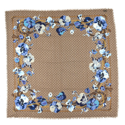 Gucci Wool Jacquard GG Monogram Big Panshie Fringe Shawl  Sapphire Beige 1 of 3