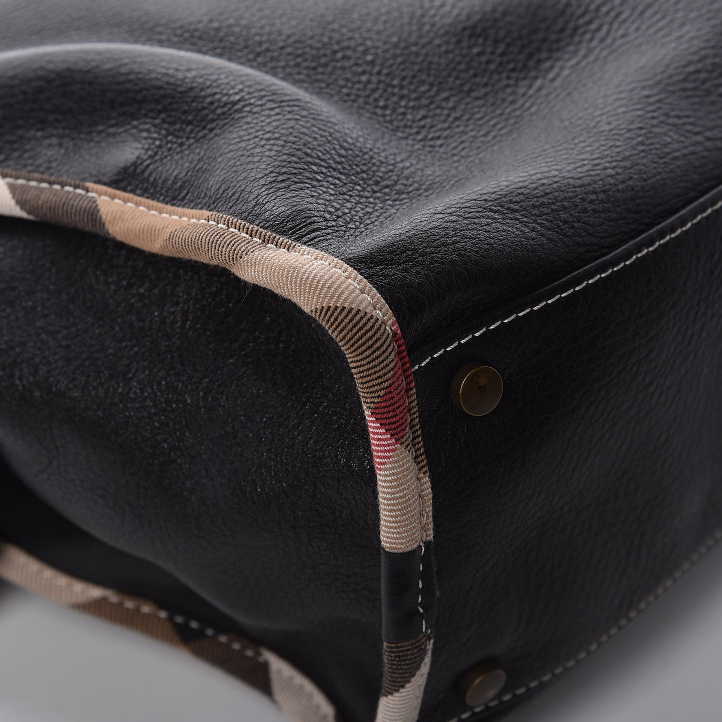 Grainy Calfskin Nova Check Tote Black