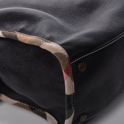Burberry Grainy Calfskin Nova Check Tote Black 13 of 13
