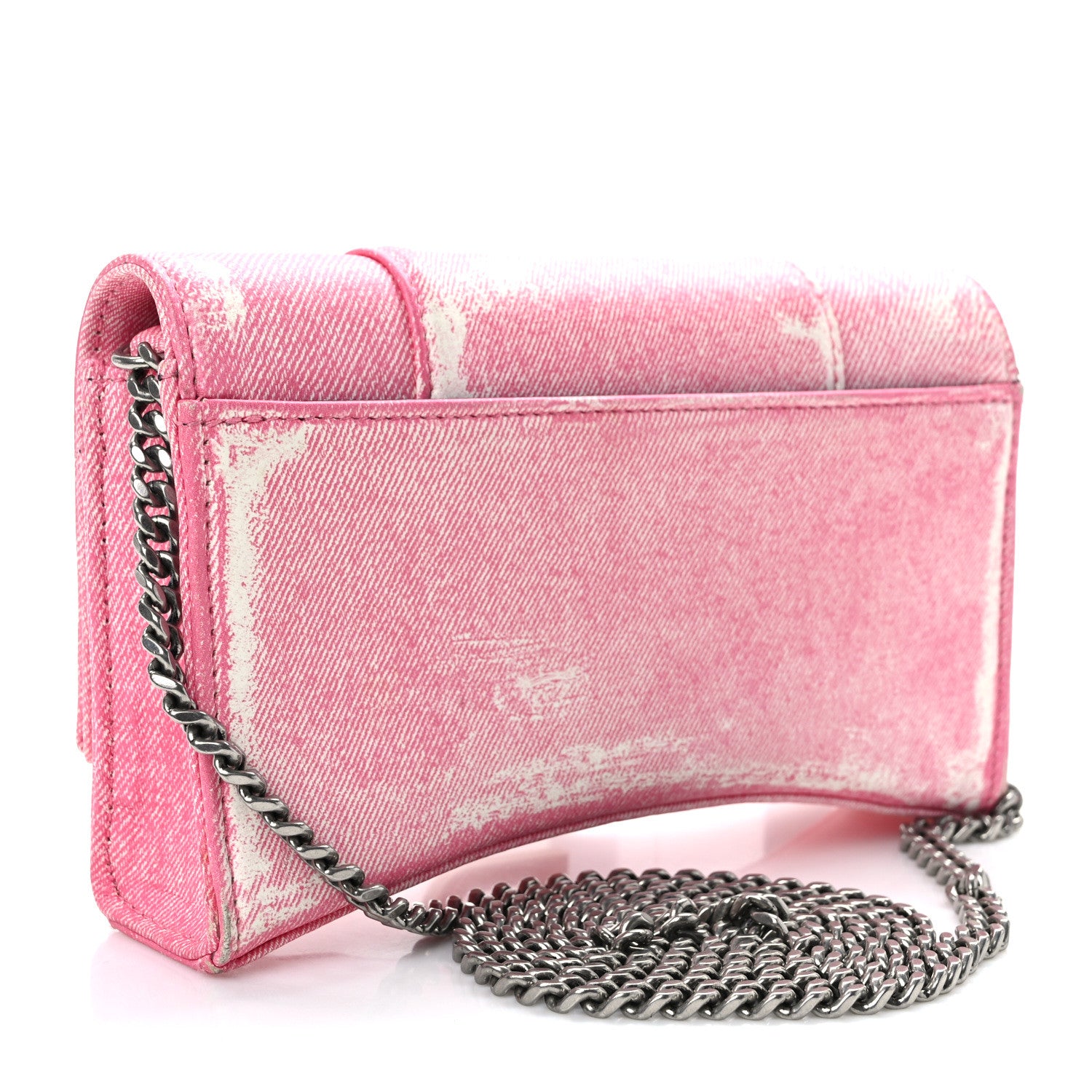 Balenciaga Nappa Denim Printed Hourglass Chain Bag Denim Pink 3 of 14
