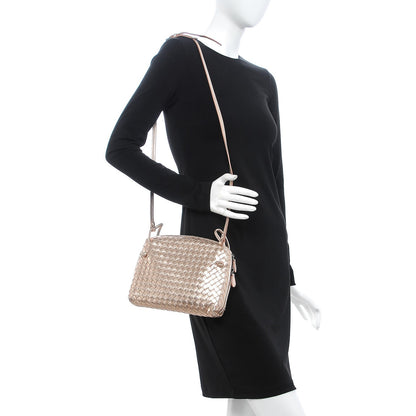 Bottega Veneta Metallic Grosgrain Intrecciato Pillow Crossbody Messenger Rose Gold 2 of 9