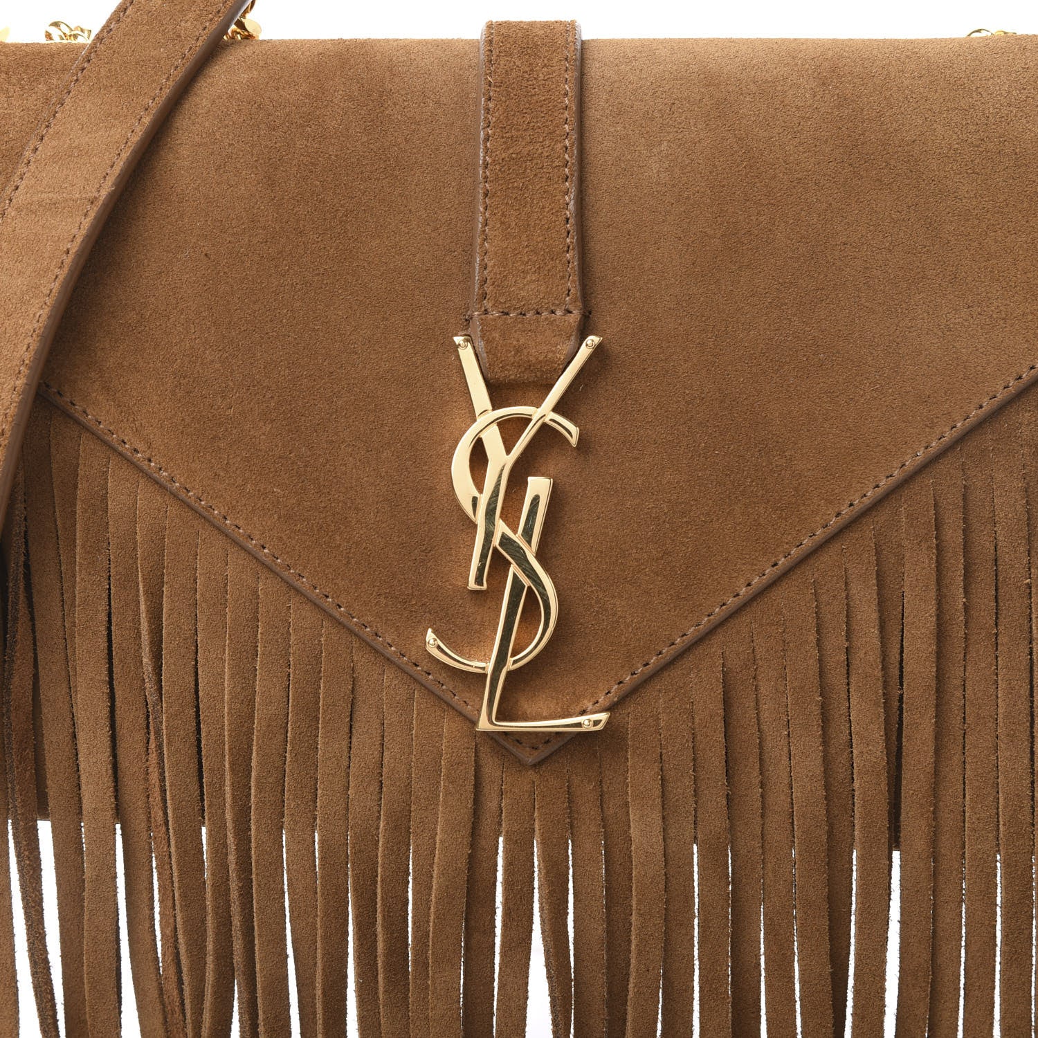 Saint Laurent Suede Fringe Small Monogram Satchel Light Ocre 9 of 9