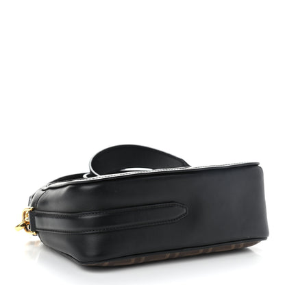 Fendi Glazed Fabric Vitello Century F is Fendi FF 1974 Stamp Patch Camera Case Mogano Panna Black 4 of 9