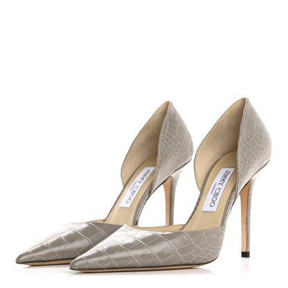 Jimmy Choo Crocodile Embossed Calfskin Addison d'Orsay Pump 38 Sand 4 of 7