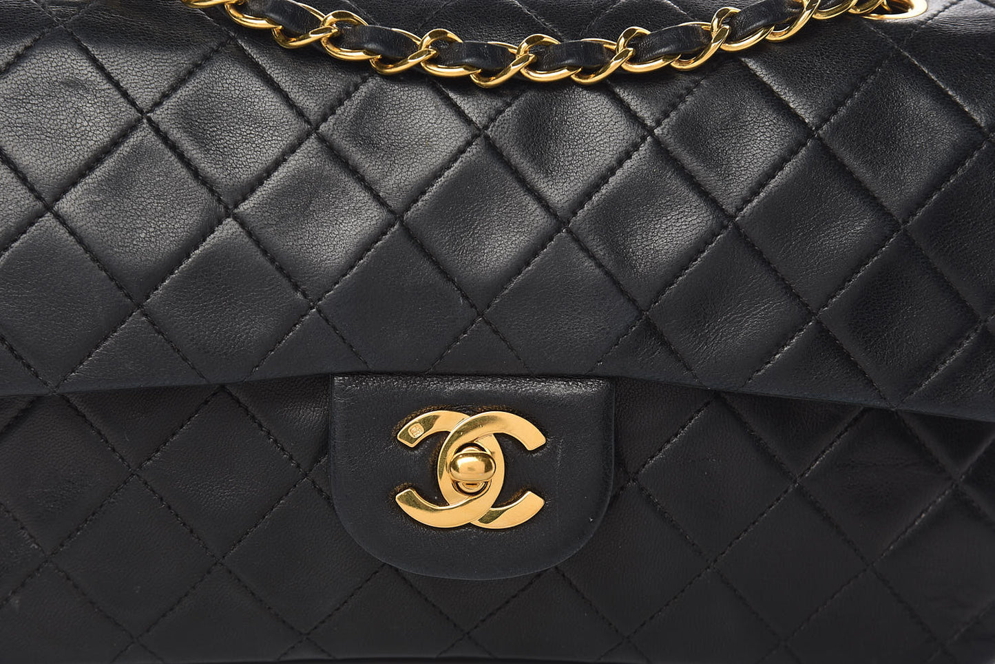 Lambskin Quilted Small Double Flap Black