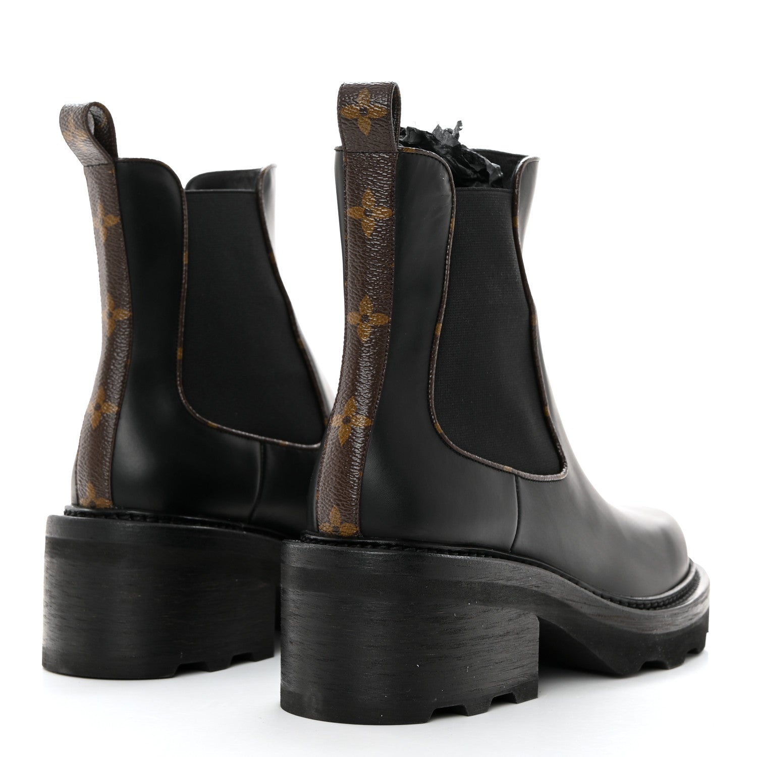 Louis Vuitton Calfskin Monogram Beaubourg Ankle Boots 39.5 Black 4 of 8