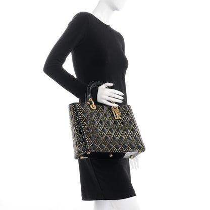 Christian Dior Patent Cannage Studded Large Lady Dior Black 2 of 12
