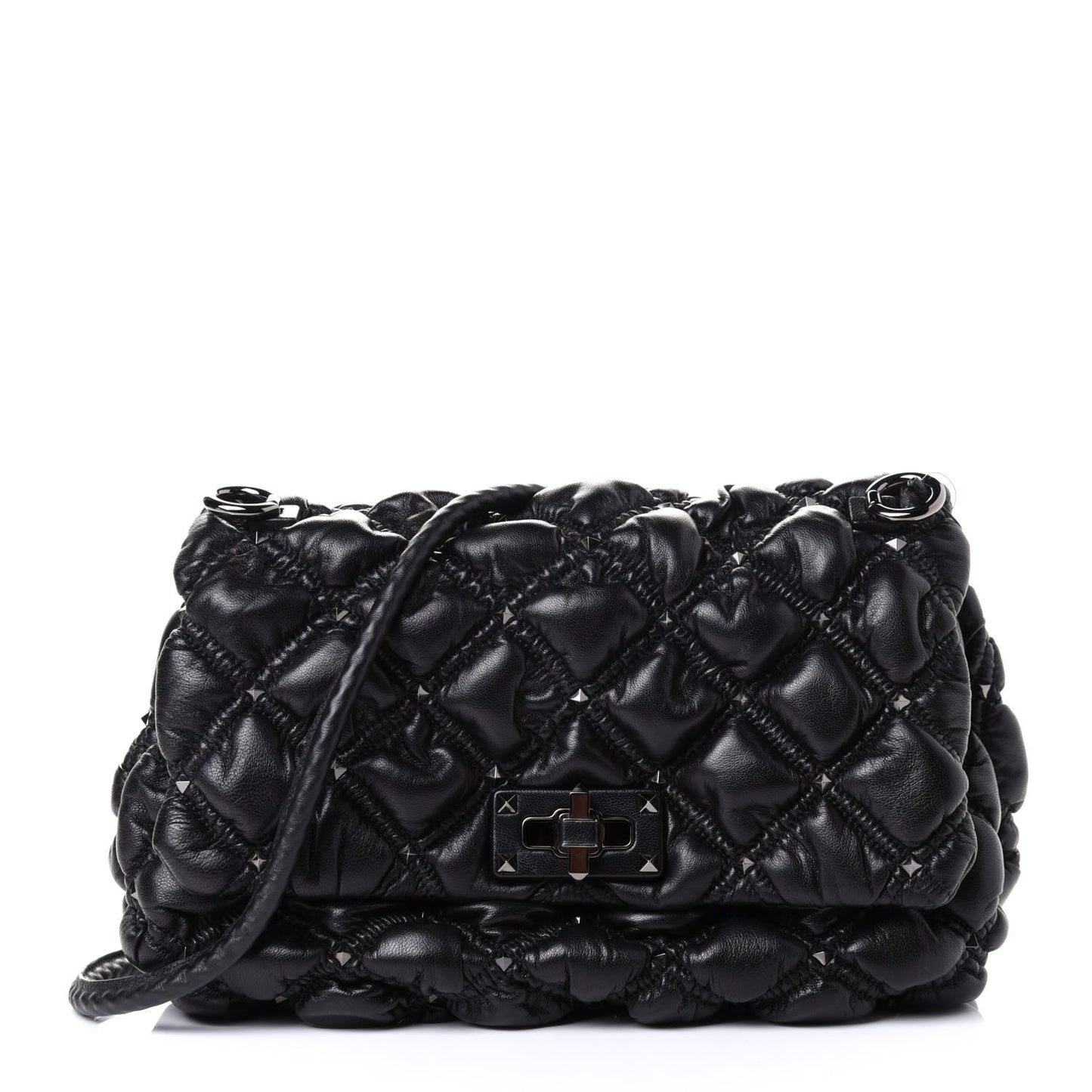 Nappa Medium Spikeme Shoulder Bag Black