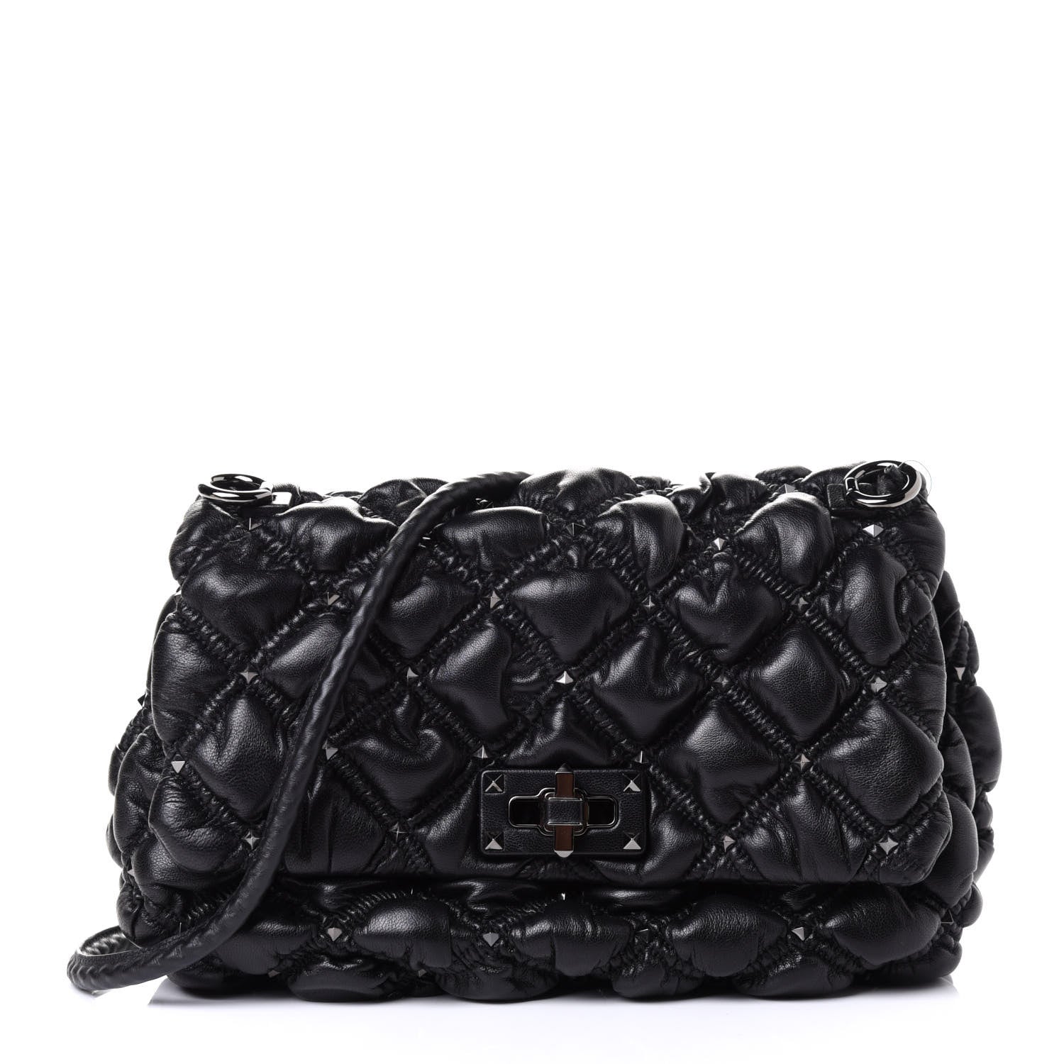 Valentino Garavani Nappa Medium Spikeme Shoulder Bag Black 1 of 4
