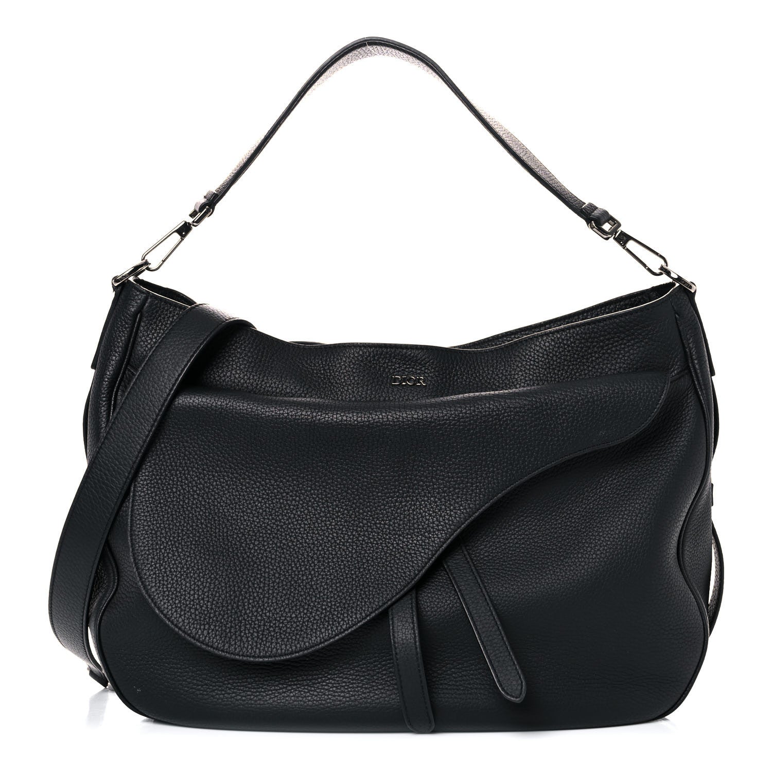 Christian Dior Grained Calfskin Saddle Soft Bag Black 1 of 15