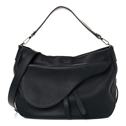 Christian Dior Grained Calfskin Saddle Soft Bag Black 1 of 15