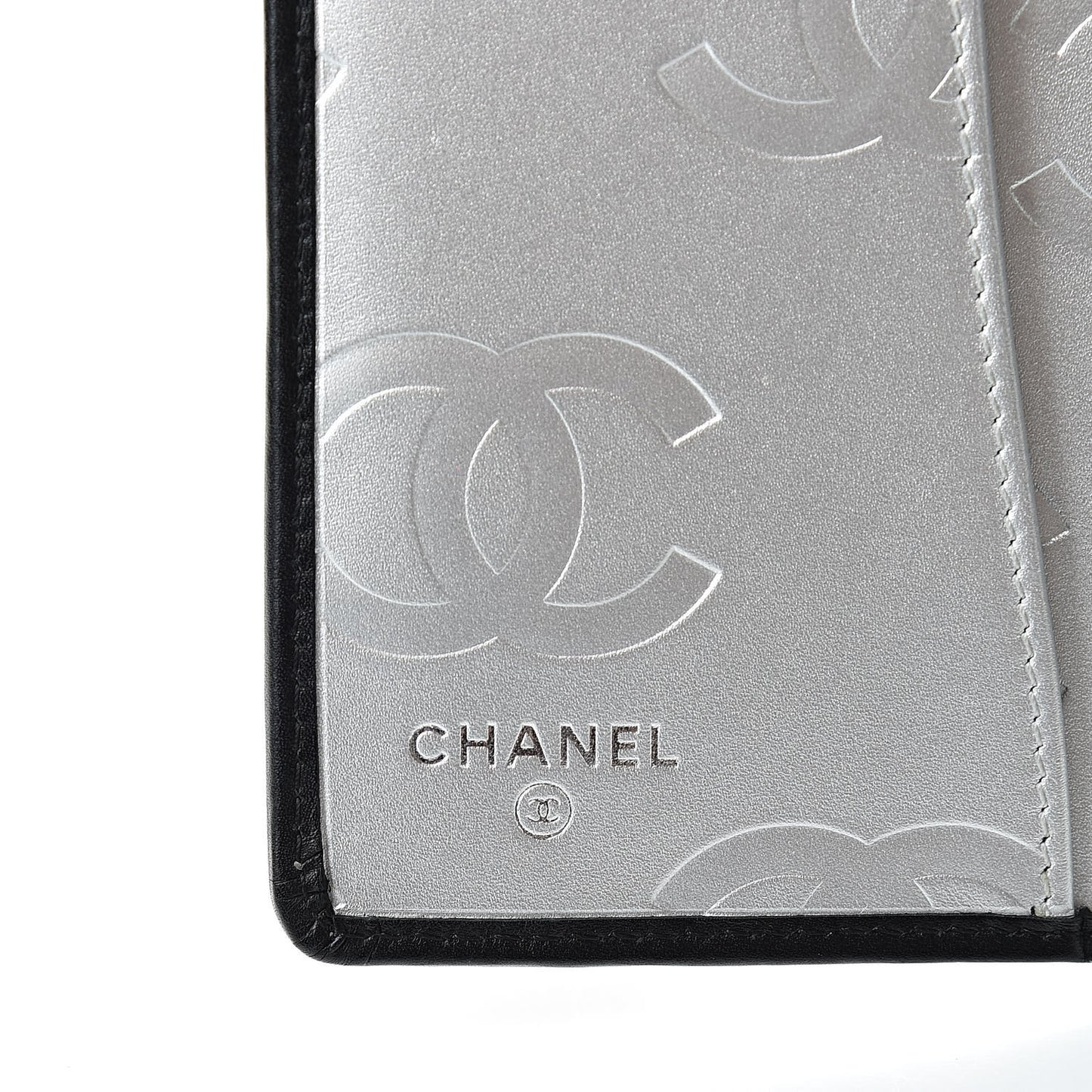 Calfskin Quilted Cambon Agenda Planner Black Silver