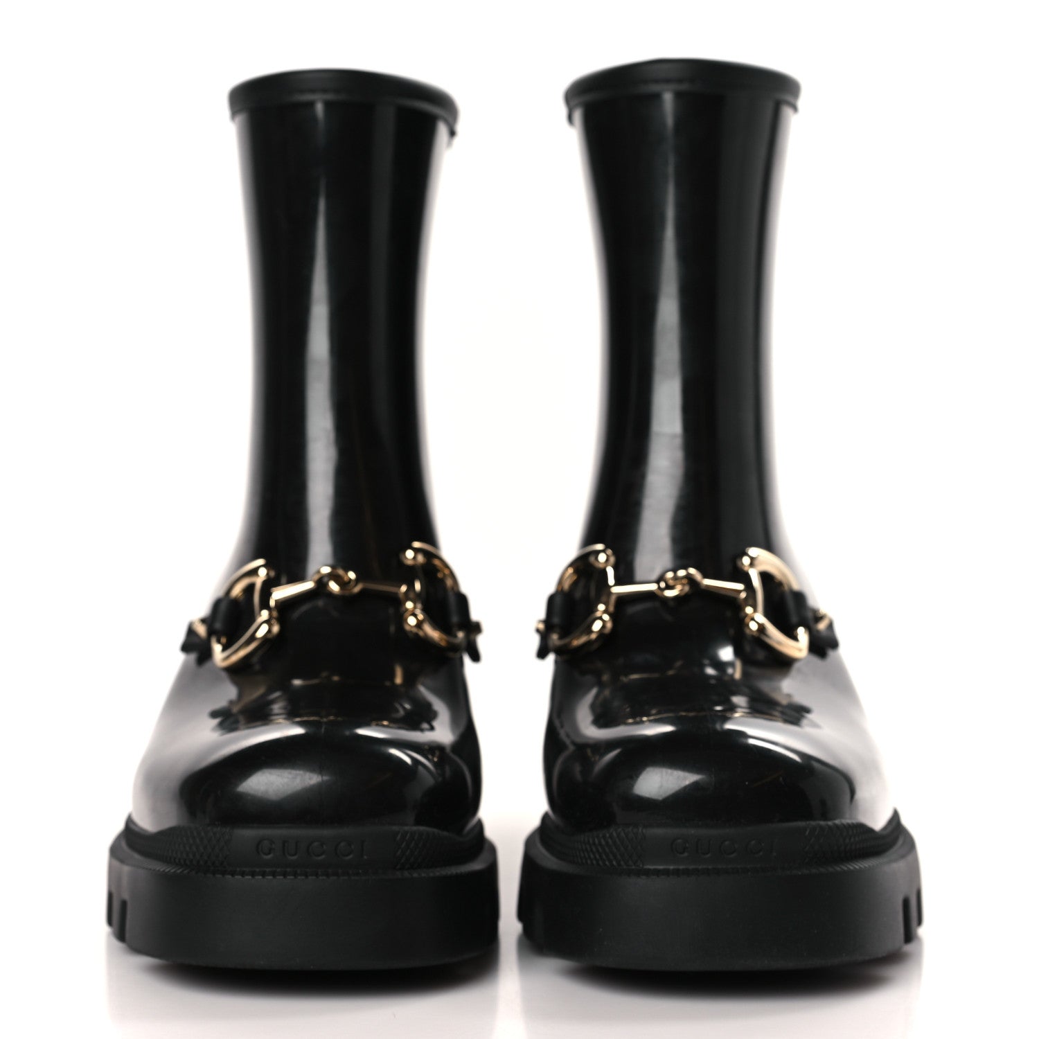 Gucci Rubber Womens Horsebit Ankle Boots 39 Black 2 of 7