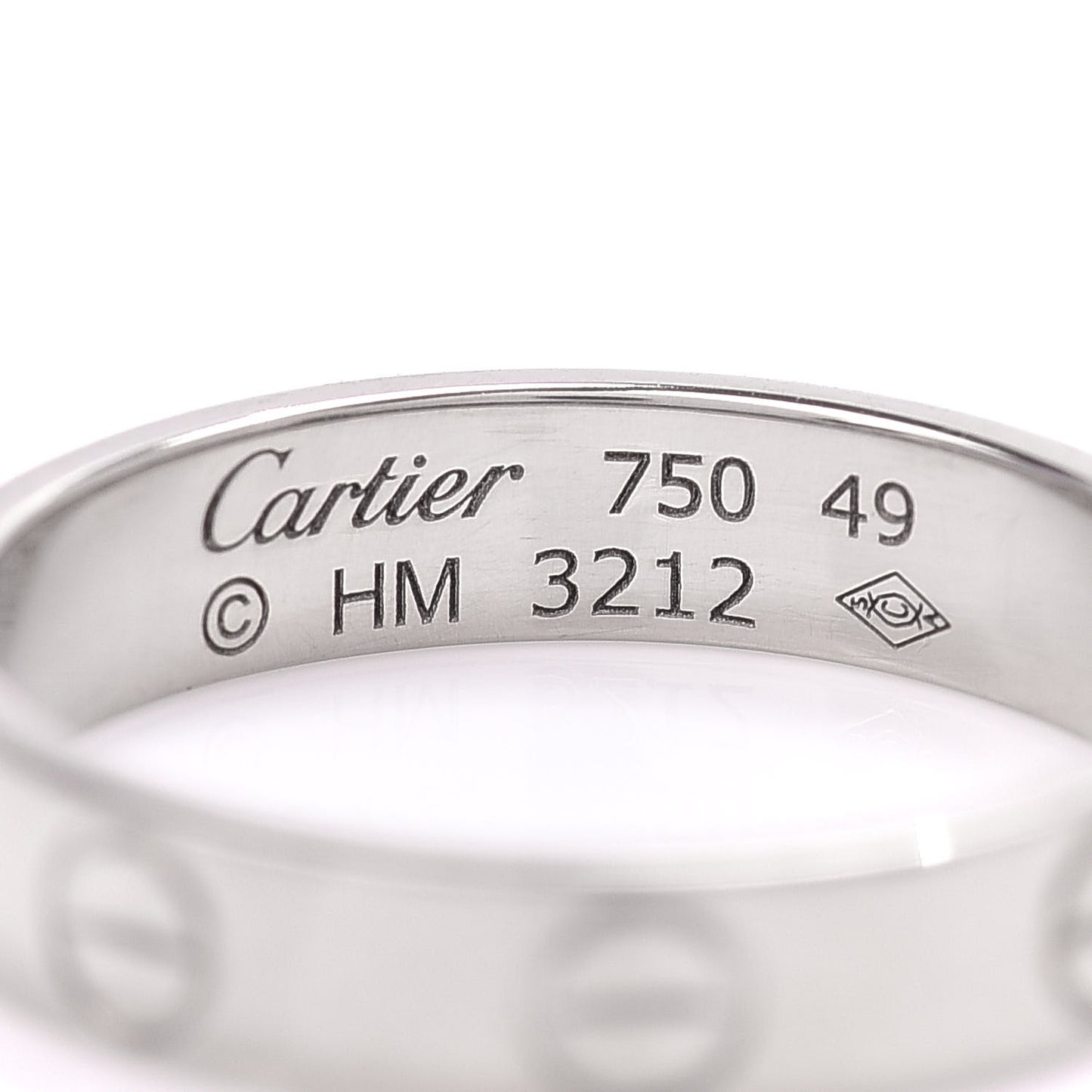 18K White Gold 3.5mm LOVE Wedding Band Ring 49 4.75