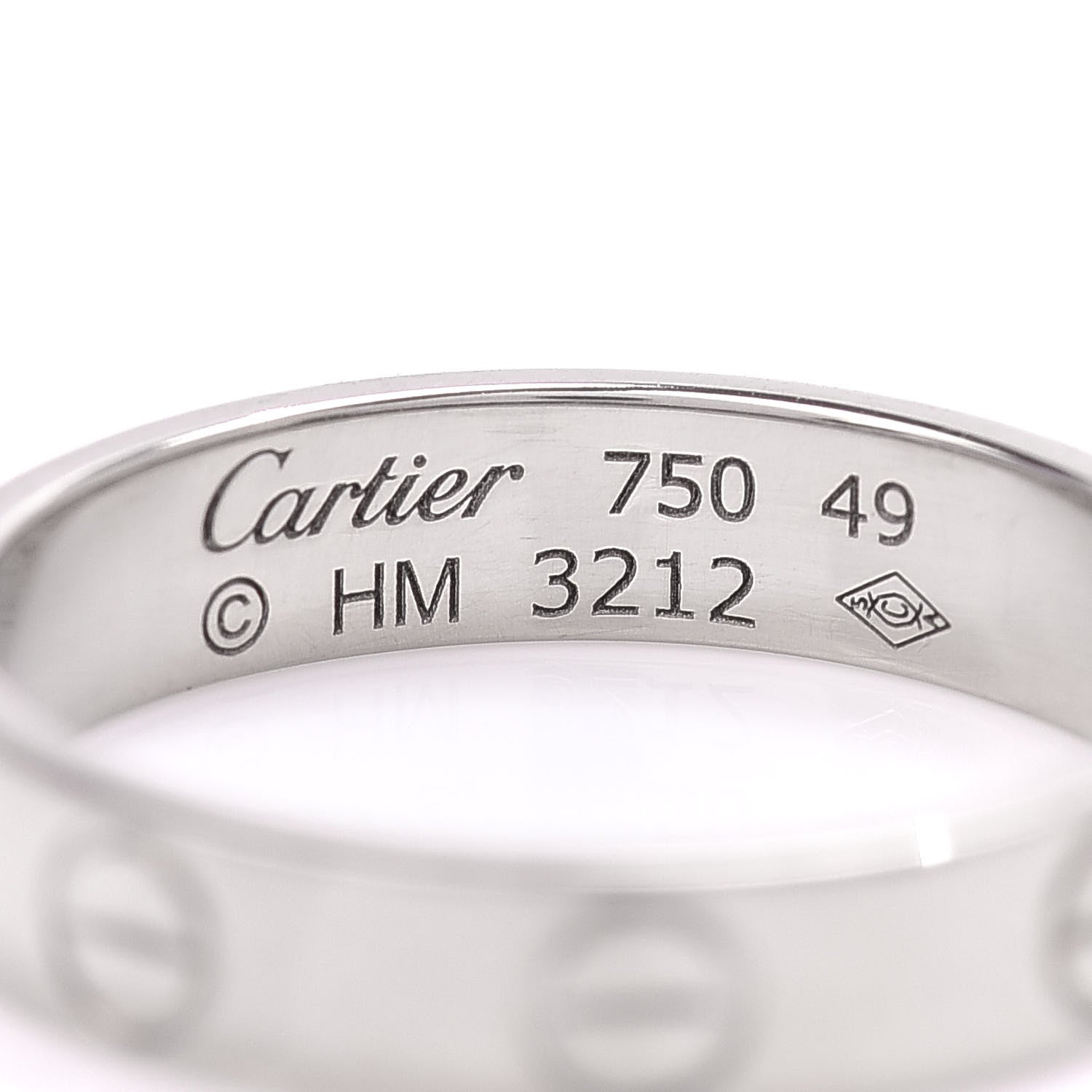 Cartier 18K White Gold 3.5mm LOVE Wedding Band Ring 49 4.75 4 of 4